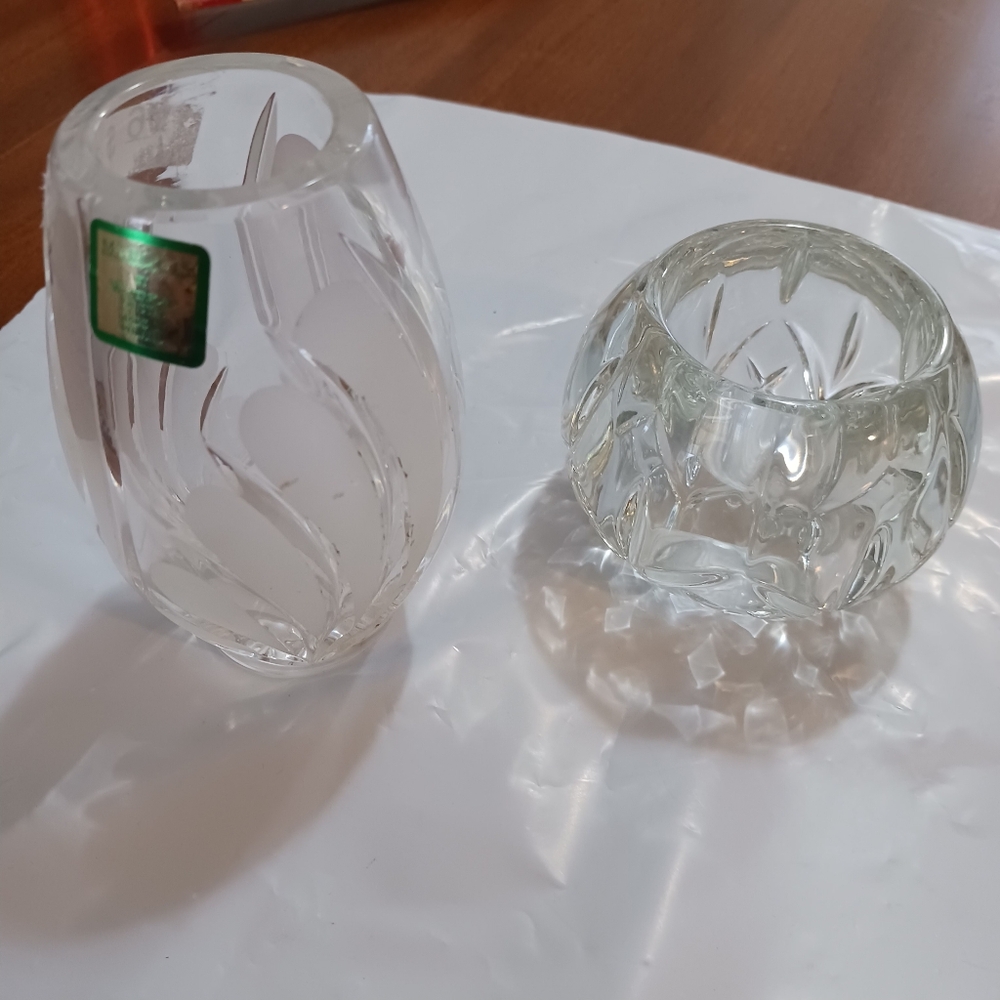 Crystal and glass votive holder